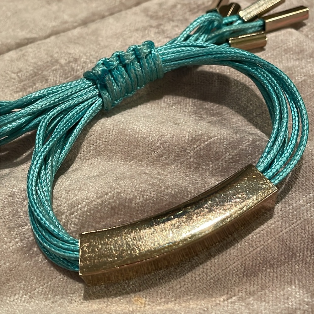 Turquoise Corded Minimalist Bracelet Sleek Style Bolo Clasp Capped Ends 6-8”